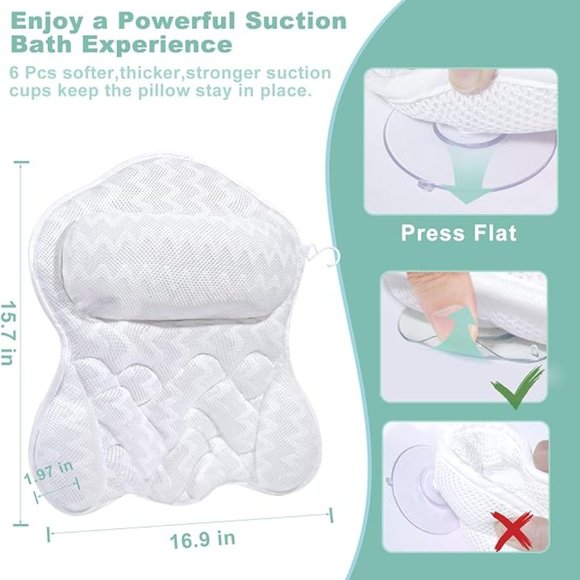 Bath Pillow For Tub Neck and Back Support - Picture 2 of 7